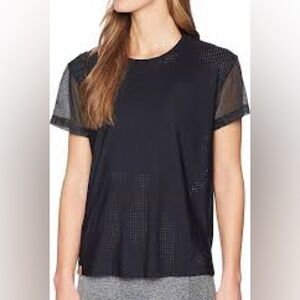 NWT Calia Black Short-Sleeve Mesh Crewneck Tee